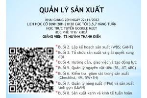 QUẢN TRỊ SẢN XUẤT - KHAI GIẢNG: 20H NGÀY 22 THÁNG 11 NĂM 2022