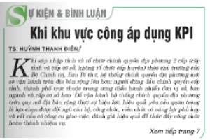 Khi khu vực công áp dụng KPI